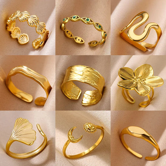 ELLA - Roestrij stalen goudkleurige ring - aanpasbaar - verschillende modellen